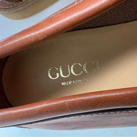 Gucci Tan Leather Horsebit Driving Loafers - Picture 9 of 12
